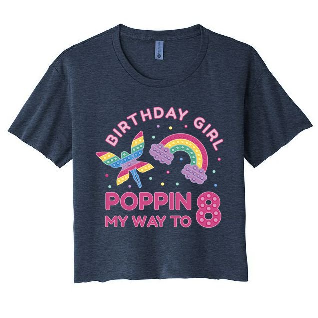 8th Birthday Girl Fairy Rainbow Crop Top