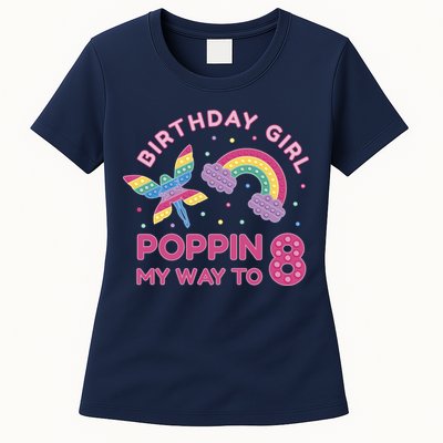 8th Birthday Girl Fairy Rainbow Womens T-Shirt