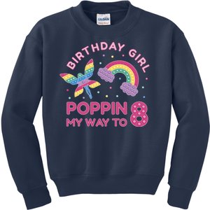 8th Birthday Girl Fairy Rainbow Kids Sweatshirt