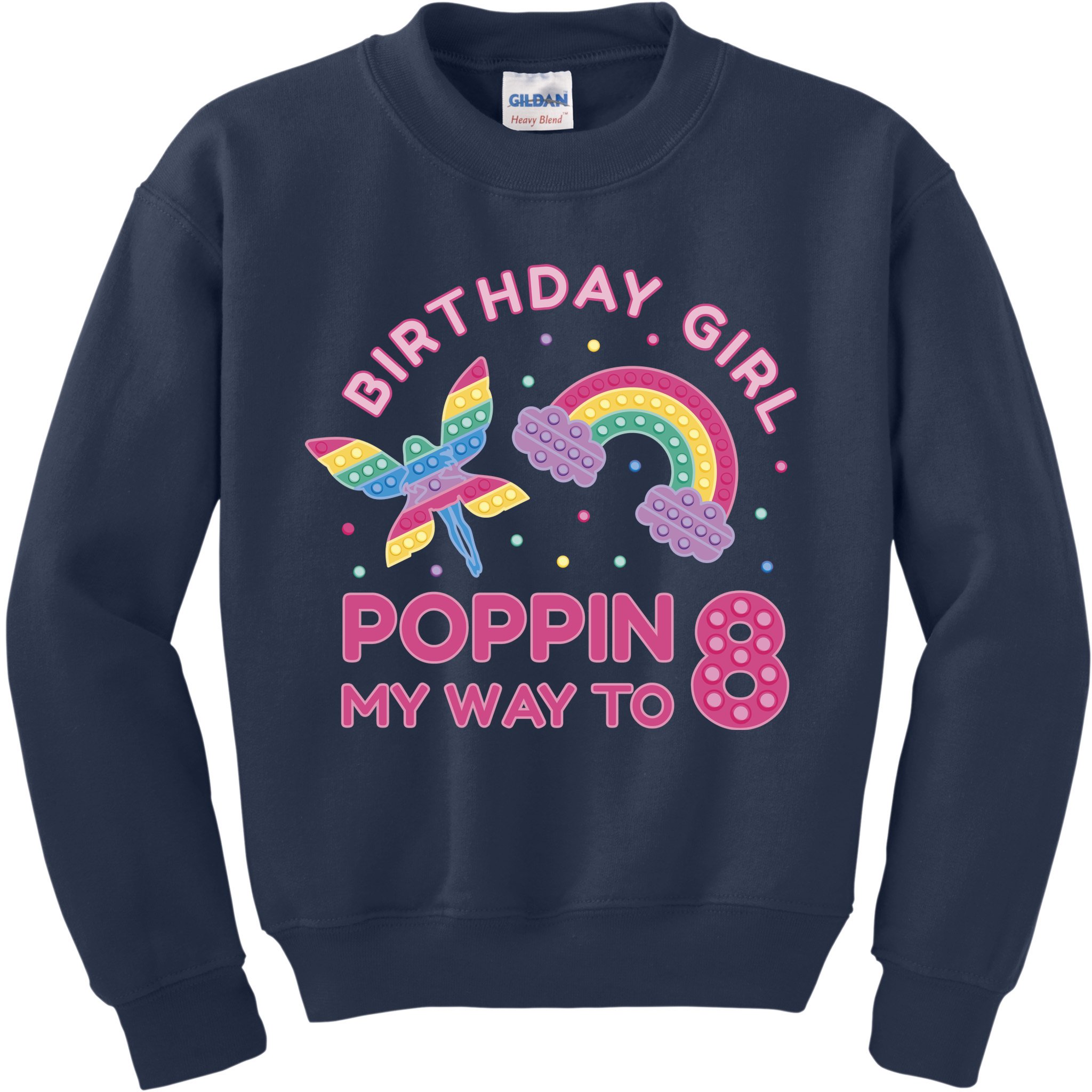 8th Birthday Girl Fairy Rainbow Kids Sweatshirt