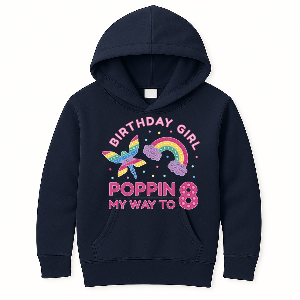8th Birthday Girl Fairy Rainbow Kids Hoodie