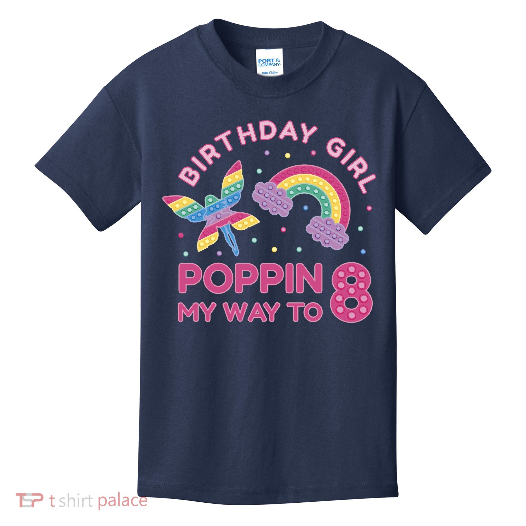 8th Birthday Girl Fairy Rainbow Kids T-Shirt