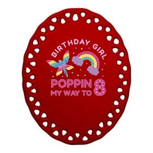 8th Birthday Girl Fairy Rainbow Ceramic Oval Ornament