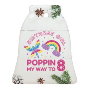 8th Birthday Girl Fairy Rainbow Ceramic Bell Ornament