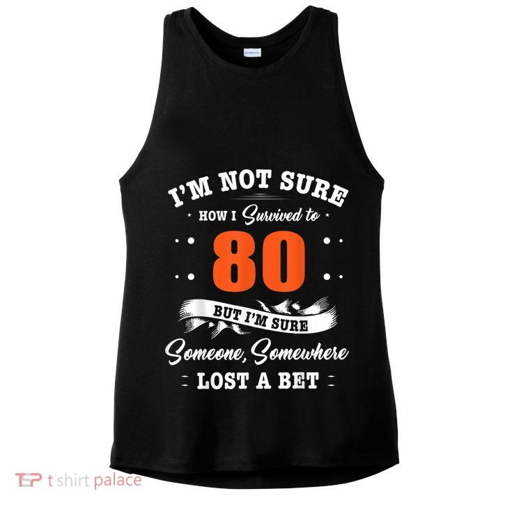 80th Birthday Gifts I Survived 80 Years Old Funny TZ2 Ladies PosiCharge Tri-Blend Wicking Tank