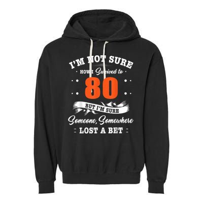 80th Birthday Gifts I Survived 80 Years Old Funny TZ2 Garment-Dyed Fleece Hoodie