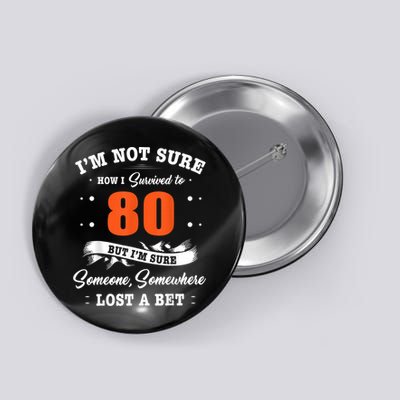 80th Birthday Gifts I Survived 80 Years Old Funny TZ2 Button