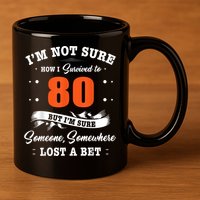 80th Birthday Gifts I Survived 80 Years Old Funny TZ2 11oz C Handle Ceramic Mug