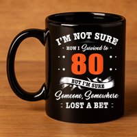 80th Birthday Gifts I Survived 80 Years Old Funny TZ2 11oz C Handle Ceramic Mug