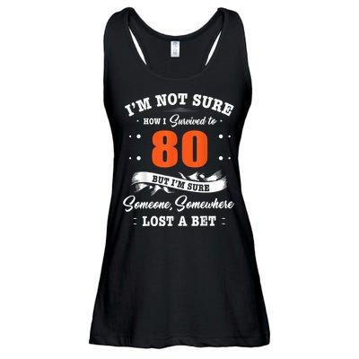 80th Birthday Gifts I Survived 80 Years Old Funny TZ2 Ladies Essential Flowy Tank