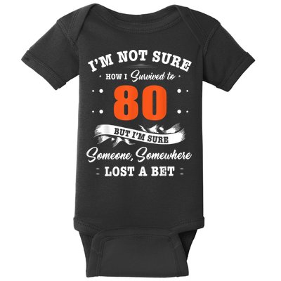 80th Birthday Gifts I Survived 80 Years Old Funny TZ2 Baby Bodysuit
