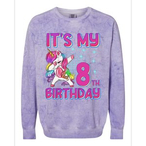 8th Birthday Girl Unicorn Eight Year Old Colorblast Crewneck Sweatshirt