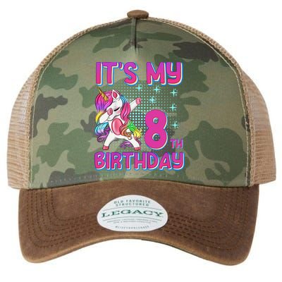 8th Birthday Girl Unicorn Eight Year Old Legacy Tie Dye Trucker Hat