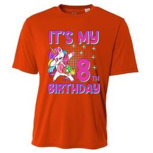 8th Birthday Girl Unicorn Eight Year Old Cooling Performance Crew T-Shirt