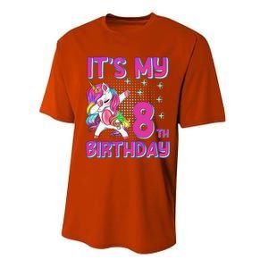 8th Birthday Girl Unicorn Eight Year Old Performance Sprint T-Shirt