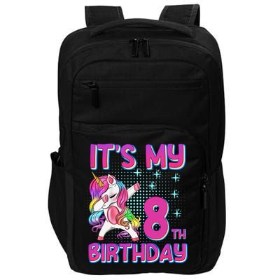 8th Birthday Girl Unicorn Eight Year Old Impact Tech Backpack