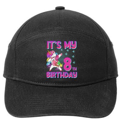 8th Birthday Girl Unicorn Eight Year Old 7-Panel Snapback Hat