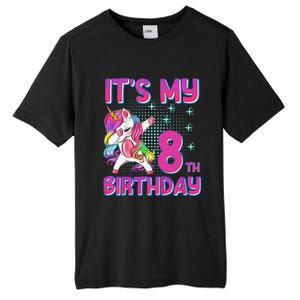 8th Birthday Girl Unicorn Eight Year Old Tall Fusion ChromaSoft Performance T-Shirt