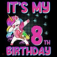 8th Birthday Girl Unicorn Eight Year Old Drawstring Bag