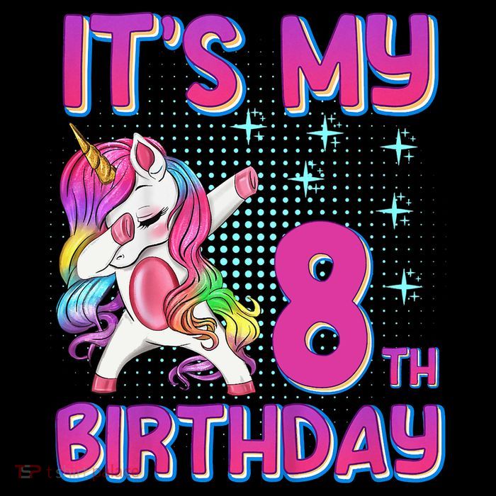 8th Birthday Girl Unicorn Eight Year Old Drawstring Bag