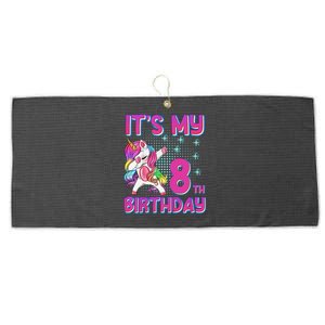 8th Birthday Girl Unicorn Eight Year Old Large Microfiber Waffle Golf Towel