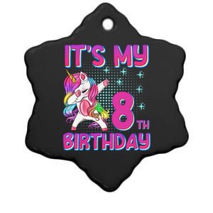 8th Birthday Girl Unicorn Eight Year Old Ceramic Star Ornament