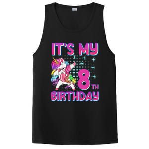 8th Birthday Girl Unicorn Eight Year Old PosiCharge Competitor Tank