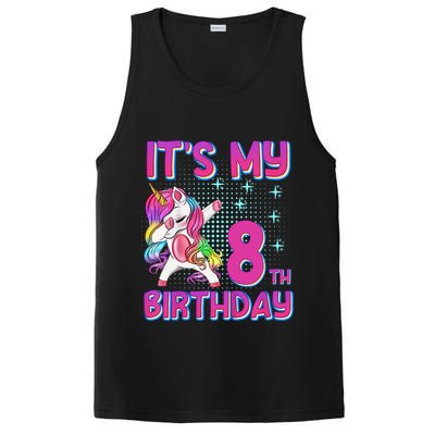 8th Birthday Girl Unicorn Eight Year Old PosiCharge Competitor Tank