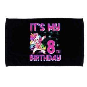 8th Birthday Girl Unicorn Eight Year Old Microfiber Hand Towel