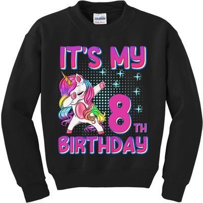 8th Birthday Girl Unicorn Eight Year Old Kids Sweatshirt