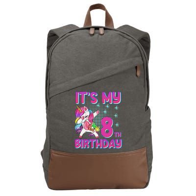 8th Birthday Girl Unicorn Eight Year Old Cotton Canvas Backpack