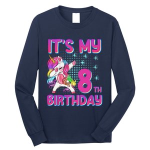 8th Birthday Girl Unicorn Eight Year Old Long Sleeve Shirt