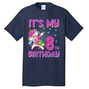 8th Birthday Girl Unicorn Eight Year Old Tall T-Shirt