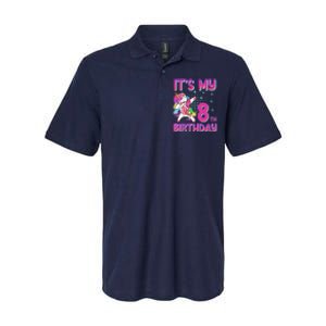 8th Birthday Girl Unicorn Eight Year Old Softstyle Adult Sport Polo