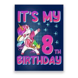 8th Birthday Girl Unicorn Eight Year Old Poster