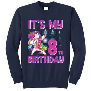 8th Birthday Girl Unicorn Eight Year Old Tall Sweatshirt