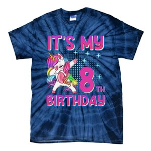 8th Birthday Girl Unicorn Eight Year Old Tie-Dye T-Shirt