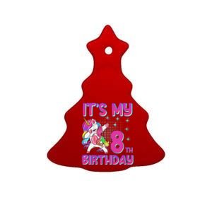 8th Birthday Girl Unicorn Eight Year Old Ceramic Tree Ornament