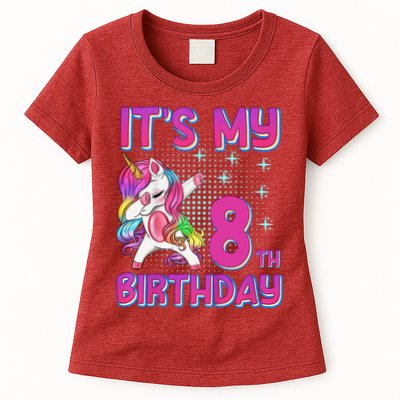 8th Birthday Girl Unicorn Eight Year Old Womens T-Shirt