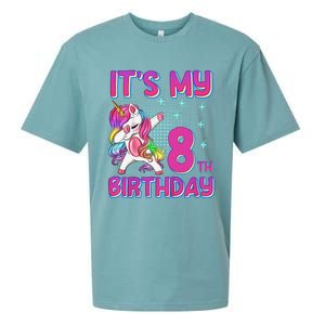 8th Birthday Girl Unicorn Eight Year Old Sueded Cloud Jersey T-Shirt