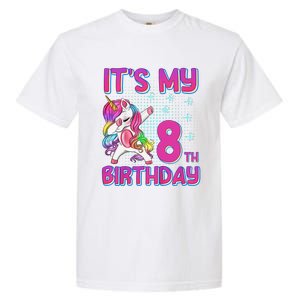 8th Birthday Girl Unicorn Eight Year Old Garment-Dyed Heavyweight T-Shirt