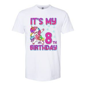 8th Birthday Girl Unicorn Eight Year Old Softstyle CVC T-Shirt