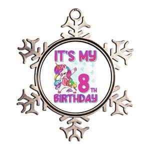 8th Birthday Girl Unicorn Eight Year Old Metallic Star Ornament