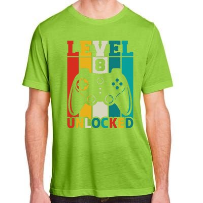 8th Birthday Gaming Gift, Gaming Birthday Level 8 Unlocked Adult ChromaSoft Performance T-Shirt