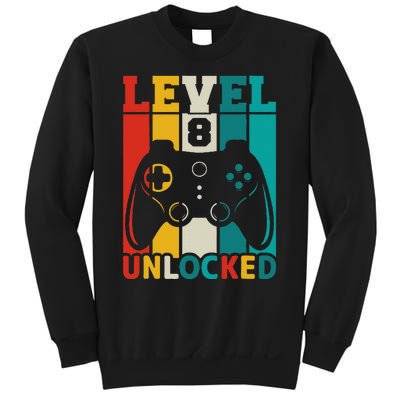 8th Birthday Gaming Gift, Gaming Birthday Level 8 Unlocked Sweatshirt