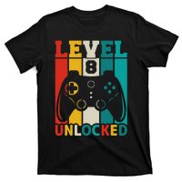 8th Birthday Gaming Gift, Gaming Birthday Level 8 Unlocked T-Shirt