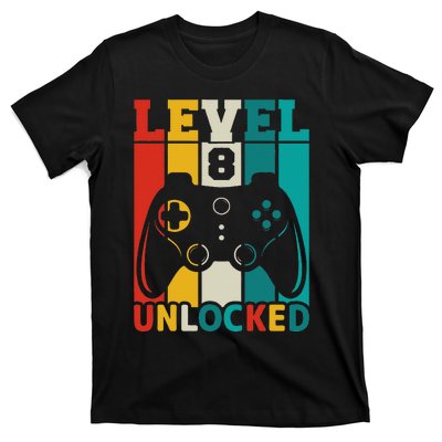 8th Birthday Gaming Gift, Gaming Birthday Level 8 Unlocked T-Shirt