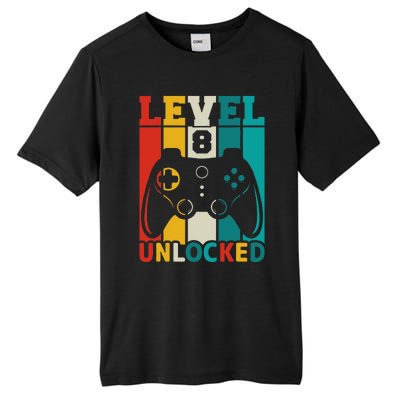 8th Birthday Gaming Gift, Gaming Birthday Level 8 Unlocked Tall Fusion ChromaSoft Performance T-Shirt