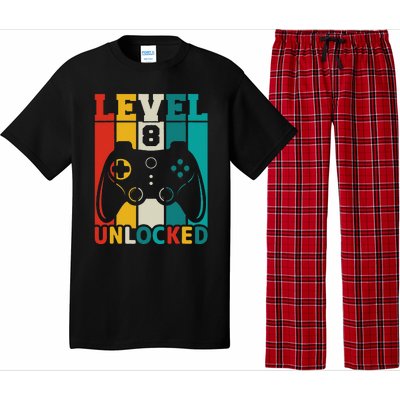 8th Birthday Gaming Gift, Gaming Birthday Level 8 Unlocked Pajama Set