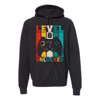 8th Birthday Gaming Gift, Gaming Birthday Level 8 Unlocked Premium Hoodie